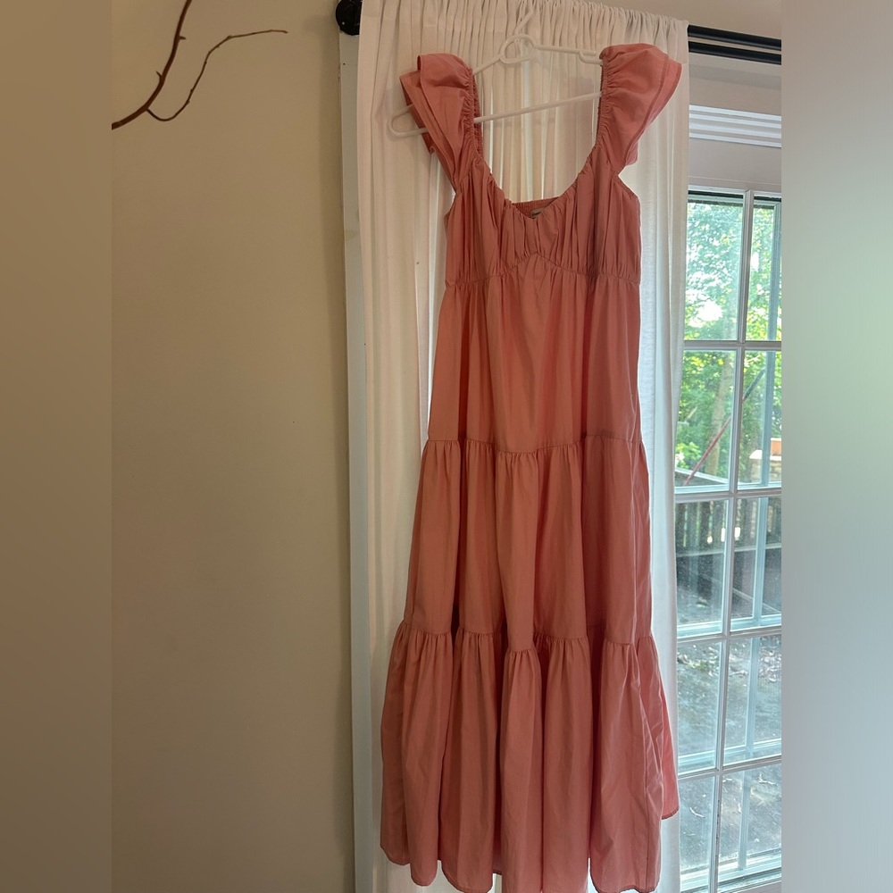 Abercrombie pink flutter sleeve long dress size small